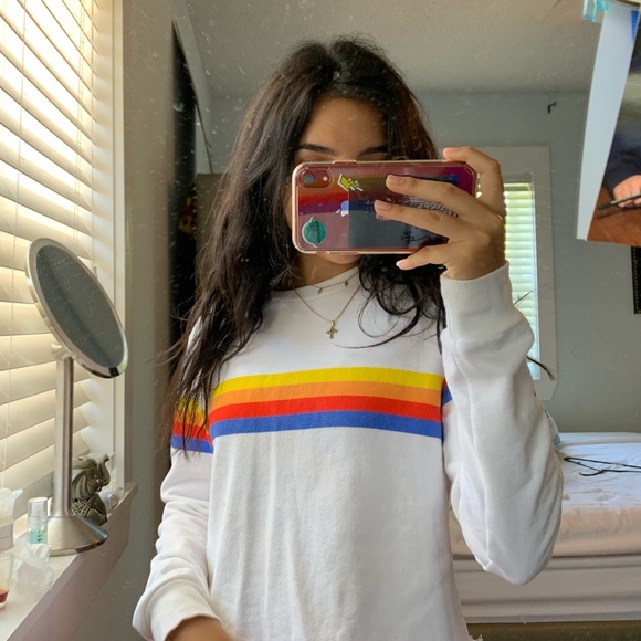 Tilly's Tops - 🌈FULL TILT COLOR STRIPED CROPPED LONG SLEEVE🌈